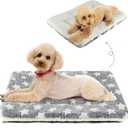 Mora Pets Dog Crate Pad - Ultra Soft Pet Bed With Cute Star Print, Washable Mat for Large Medium Small Dogs, Reversible Fleece Kennel Liner, Cat Bed 23 x 18 Inch Grey