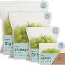 Compostable Zip Bags 140-Pack | Multi-Size Biodegradable Food Storage Bags | PLA PBAT Eco-Friendly | Certified Sustainable Kitchen Storage | Zero Waste