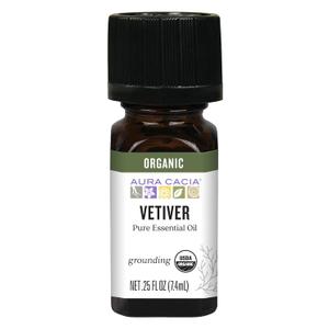 Aura Cacia Certified Organic Pure Vetiver Essential Oil, 0.25 fl. Oz