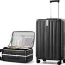 Hanke 26 Inch Large Checked Luggage PC Hard Shell Luggage Top Opening Travel Luggage Suitcases with Wheels for Woman Men.(Jet Black)