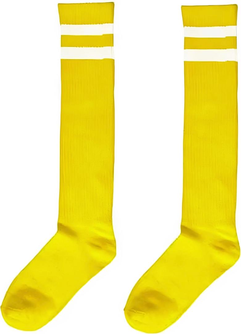 Yellow Striped Knee Socks - One-Size-Fits-Most (1 Pair) - Ultra-comfy & Breathable Footwear - Perfect for Fun & Casual Outfits
