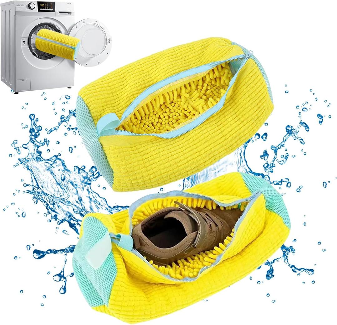 2 Pack Shoe Washing Machine Bag, Laundry Shoe Bag for Washer and Dryer, Reusable and Durable Zipper Shoe Washing Bag, for Running Shoes, Mesh Shoes, Canvas Shoes