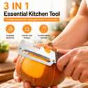 2 Pack Multifunctional Vegetable Peeler, 3 in 1 Kitchen Vegetable Peeler with Wooden Handle, Grater & Bottle Opener & Peelers for Kitchen for Potato, Carrot, Apple, Fruit & Vegetable