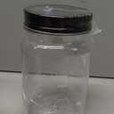 NovelinKs 16 Ounce Plastic Jars with Black Lids - Refillable Round Clear Containers - Storage for Kitchen & Household - BPA Free (10 Pack)