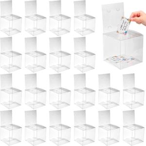 Geelin 48 Pcs Plastic Raffle Ticket Box Ballot Suggestion Boxes with Slot for Donation Fundraising 6 x 6 x 6 Inches Storage Container for Voting Tip Jar Survey and Collecting Business Card