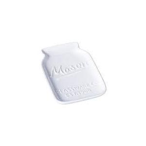 White Ceramic Mason Jar Trinket Dish, 12 inch Lenght, 2 Pack
