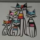 Wesiti Cat Wall Art Decor Metal Cat Wall Sculptures Room Decor for Cats Lover 10.6 x 15.7 Inches Colorful Mid Century Retro Wall Art for Home Living Room Bedroom Kitchen Office