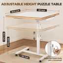 ropoda 1500 PCS Jigsaw Puzzle Table with Drawers and Single-Pedestal,35"x 26.8" Angle & Height Adjustable Wooden Puzzle Borad with 6 Drawers &Cover& 4 Roller Wheels, Large