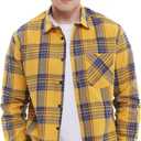 Men's Plaid Flannel Regular Fit Shirts Warm Button Down Long Sleeve Work Casual Shirt (Yellow, XL)