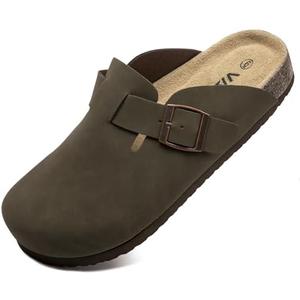 Vayfio Suede Clogs Potato Shoes Cork Footbed Sandals Comfort Mules with Arch Support Slip On Slippers 7