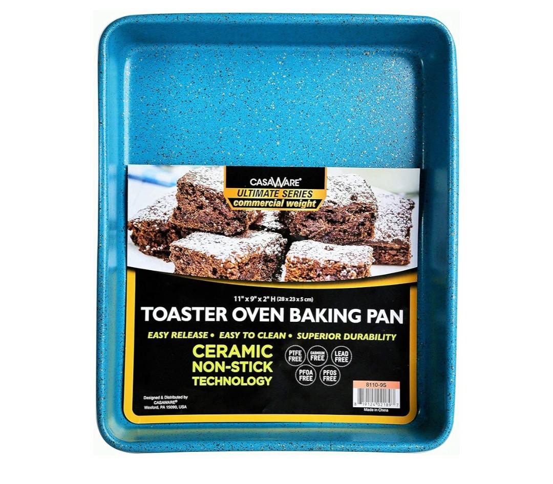 casaWare 11 x 9 x 2-inch Toaster Oven Ultimate Series Commercial Weight Ceramic Non-Stick Coating Baking Pan (Blue Granite)