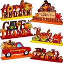 Threehoney 6 PCS Friendsgiving Table Decoration Happy Friendsgiving Wooden Centerpiece Signs Friendsgiving Thanksgiving Party Decor Turkey Pumpkin Truck Decor for Thanksgiving Harvest Fall Party