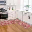 Artoid Mode Pink Bunny Happy Easter Kitchen Mats Set of 2, Home Seasonal Spring Easter Holiday Holiday Party Floor Mat - 17x29 and 17x47 Inch