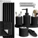 Clara Clark Black Bathroom Set - Bathroom Sets with Shower Curtain and Rugs, 21PC Bathroom Accessory Set, Shower Curtain Set with Soap Dispenser & Toothbrush Holder