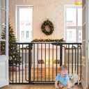 Cumbor 29.7-57" Extra Wide Baby Gate for Stairs, Mom's Choice Awards Winner-Dog Gate for Doorways, Pressure Mounted Walk Through Safety Child Gate for Kids Toddler, Tall Pet Puppy Fence Gate, Black