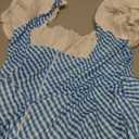 Leg Avenue Womens Gingham Dress Halloween Costume with lace up front and attached apron (Blue, XXXL)
