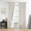 Pinch Pleated Blackout Curtain Panels with Full Blackout Liner Linen Blend Thermal Insulated Window Treatment Sets with Back Tab for Living Room Bedroom Drape with 9 Hooks, 40"x90"x2, Natural
