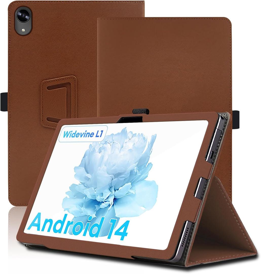 Case for Headwolf WPad5, 10.1 inch, Headwolf WPad5 Tablet Case, Folding Stand Protective Cover with Pencil Holder and Wrist Strap, Full Protection. (Brown)
