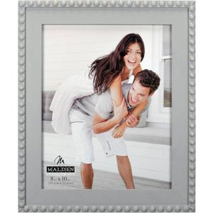 Malden International Designs 2386-80 Bead W/Wood Mat, Gray, 8x10
