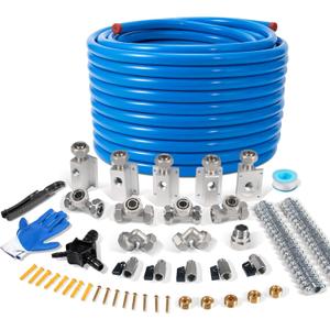 3/4"100&200&300ft Compressed Air Line Kit for Shop/Garage, Hdpe-Aluminum Rapid Air System Includes Right Angle Fittings and Tee Fittings, Compressed Air Piping System Leak Proof&Easy to Install