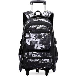 Rolling Backpack for Boys School Backpack with Wheels for Boys Wheeled Bookbags Trolley School Bags for Teens Girls, 6 Wheels