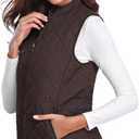 Fuinloth Women's Lightweight Warm Puffer Quilted Vest - 4-Pockets Stand Collar Zip Gilet, Fall Winter Outerwear (Black)