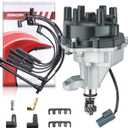 MAS Ignition Distributor w/Cap & Rotor and Set of 6 Wire Sets Compatible with 1996-2004 Nissan Frontier Xterra Quest Pickup 3.3L V6
