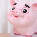 LOGOFUN Pig Molding Piggy Bank Vinyl Pig Coin Money Bank Creative Saving Pot for Home Office Desktop Decoration - Eyes Open