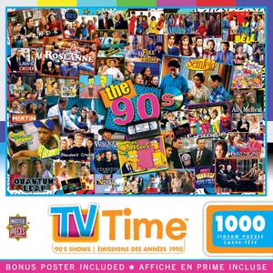 MasterPieces - 1000 Piece Jigsaw Puzzle, 90s TV Shows Collage, Fun for Adults, Family, Kids, Non-Glare Finish, 19.25" x 26.75"
