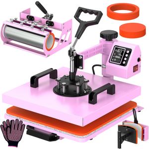12x15 Heat Press with 30 OZ Tumbler Attachment, 5 in 1 Heat Press Machine for T Shirts, Tumblers Glass Cans Mugs Hats and Plates