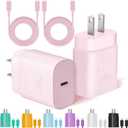 Type C Charger Fast Charging for iPhone 17 16 15, 2Pack [10FT&6FT] Long USB C Cable with 25W Phone Super Fast Charger Block Compatible with Galaxy S25/S24/Plus/Ultra,iPhone 15/16/17/Air/Plus/Pro Max (Pink)