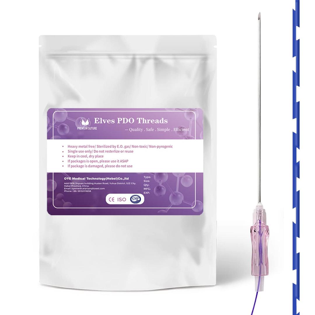 elves Pdo Molding Cog Threads for Face Lift - Molded Pdo Threads for Whole Body Lifting - Korea PDO Cog Threads - Sharp Tip, 20pcs (Molding cog sharp tip18g 100mm)