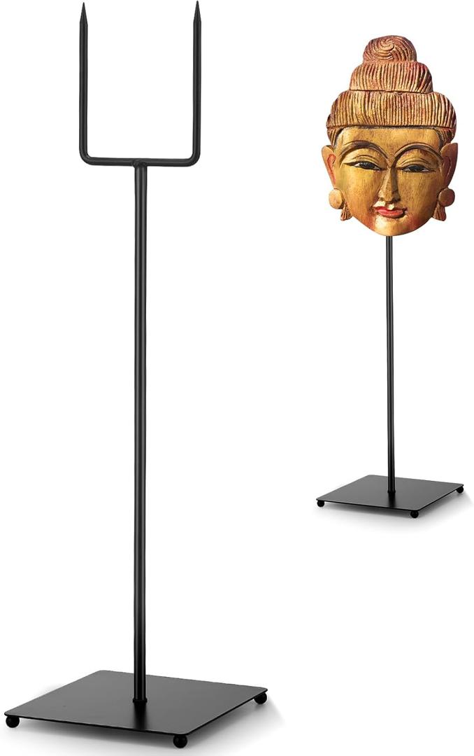 RattanView Mask Display Stand Holder for African and Tribal Mask Artifacts Statues Sculpture Figurine for Displays, Shows and Art Exhibits (4.72 x 4.72 x 12.6 Inch)
