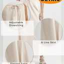 Women's Maxi Skirts Satin Drawstring High Waisted Silk Elegant Flowy Casual A-Line Long Skirt for Women (Beige, M)