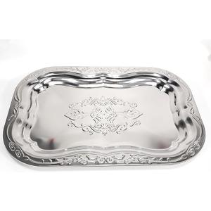 14 inches - Set of 1 - Metal Decorative Tray, Jewelry Dish Cosmetics Organizer Bathroom Clutter Serving Platter Storage Tray (2 Pack)