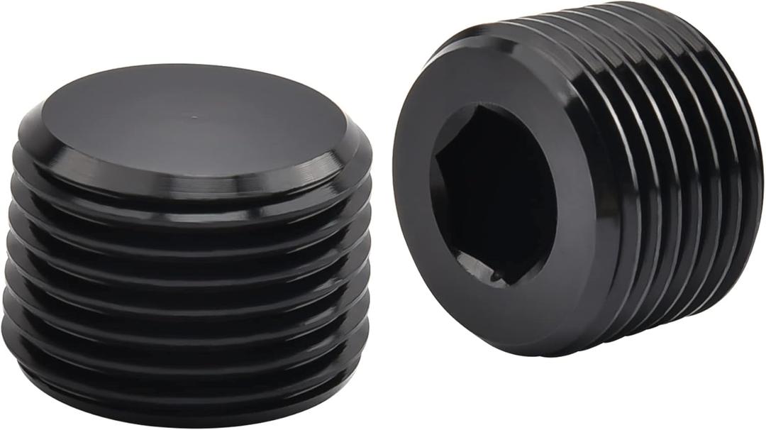EVIL ENERGY 3/8" NPT Plugs Aluminum Socket Allen Head Black, Pack of 2