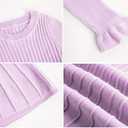Little Girls Knit Sweater Dress Long Sleeve Ribbed Ruffle Dress Kids Pullover Dresses (10-12 Years, 01 Purple)
