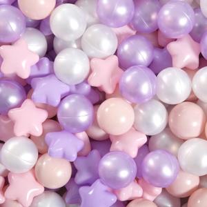 GOGOSO Balls for Ball Pit - Plastic Ball for Toddlers 1-3, Baby Kids Ball Pool Decoration 50 100 200 300 500 1000 (A Purple+Pink+White+Clear, 200 Balls)
