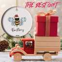 Be Merry Ceramic Christmas Ornament, Bee Lover Gift, Xmas Tree Trimming Party, Bee Keeper (C10)
