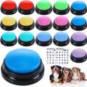 Jerify 16 Pieces Dog Buttons for Communication Voice Recordable Cat Dog Talking Buzzers Set with Stickers 30 Seconds Pet Speech Training Buttons for Pet Cat Training Interactivity(Classic Colors)