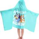 Jay Franco Kids Hooded Towel  22" x 51" Super Soft Bath Wrap with 3D Hood, Beach, Pool & Travel, Official Licensed Product, Blue - Bluey