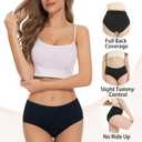 High Waisted Cotton Underwear for Women - Tummy Control Panties No Roll Waistband, Breathable Full Coverage Briefs (M)
