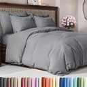 Duvet Cover Cal King Size Set - Extra Soft Cal King Duvet Cover 104" x 98" with 2 Pillow Shams - Hotel Luxury, Easy Care & Fade Free w/ Zipper Closures & Ties - Comfy and Breathable (Heathered Grey)