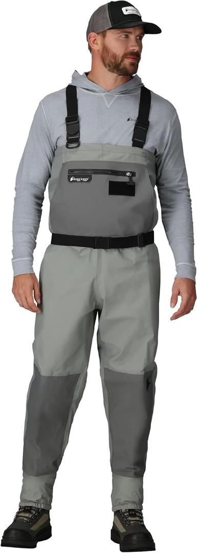 FROGG TOGGS Men's Hellbender Pro Waterproof Stockingfoot Fishing Chest Wader for Fishing, Gray, Large