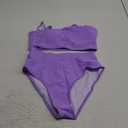 Pink Queen Women's Removable Strap Wrap Pad Cheeky High Waist Bikini Set Swimsuit (Medium, 01 - Purple)