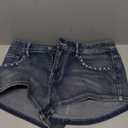 SOLY HUX Women's Y2k Sparkly Jeans Skinny Mini Denim Shorts Music Festival Rave Outfits Large
