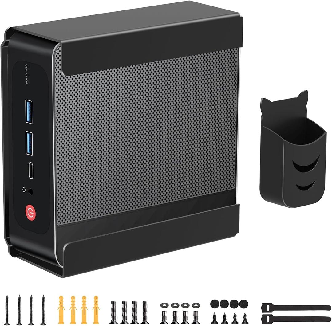 Metal Mini PC VESA Mount for Beelink SER5 Pro, EQi12, SER5 MAX, SER8, SER9 Pro, SER9, SER8 Pro, SER6, EQR6, EQR5, SEi13 Pro, SEi14, Vesa/Wall/Under Desk, Mount for Beelink, with Holder, Black