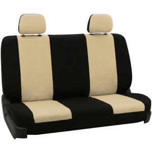 FH Group Car Seat Cover Rear Seat Cover for Back Seat Cloth - Universal Fit for Cars with Solid Bench, Beige Car Seat Protector for Dogs and Kids, Car Interior Accessories for SUV, Sedan and Van