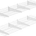 2-Pack 2x6ft Garage Wall Shelving, 24"x72" Shelf Storage Rack Floating Shelves Wall Mounted, Heavy Duty Storage Shelves, 800lbs Load Capacity, with 16 Hooks for Garage Organization, White