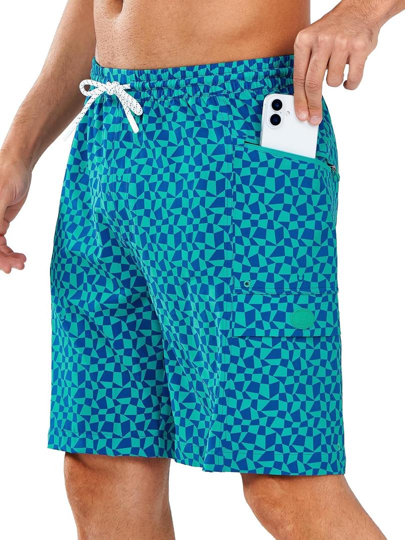 NORTHYARD Mens Swim Trunks Board Shorts 9 Inch Bathing Suit Swimwear Quick Dry Beach Short with Zipper Pocket - No Mesh Liner (Blue, M)